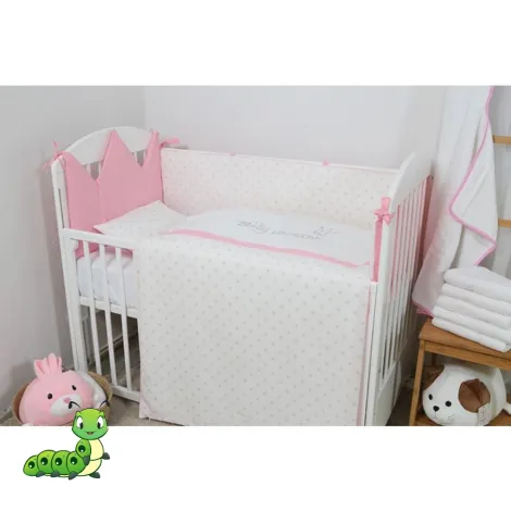 Bebi posteljina krunica sa ogradicom - roze