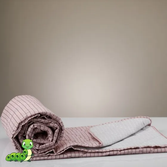 Prekrivač od pamučnog šifona roze sa prugama