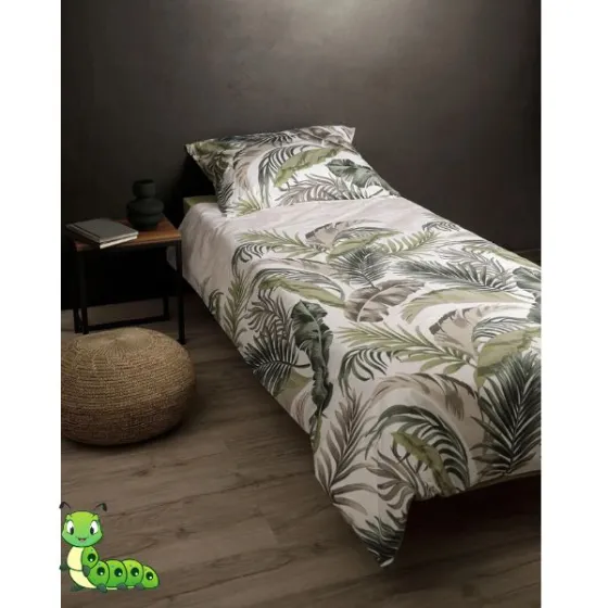 Posteljina od pamučnog šifona sa zelenim palmama