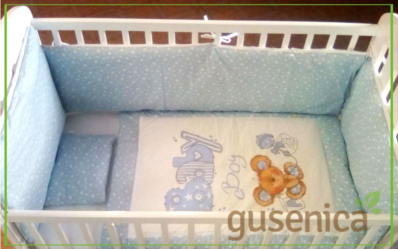 posteljina za bebi krevetac star plava