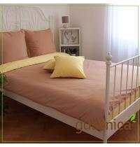 Posteljina za bračni krevet braon-žuta