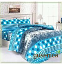 Posteljina za bračni krevet šareno plava